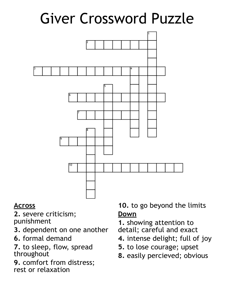 Giver Crossword Puzzle
