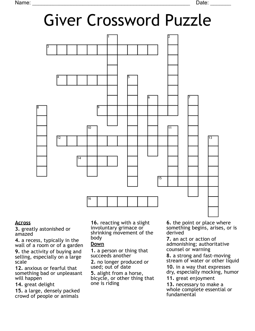 Giver Crossword Puzzle