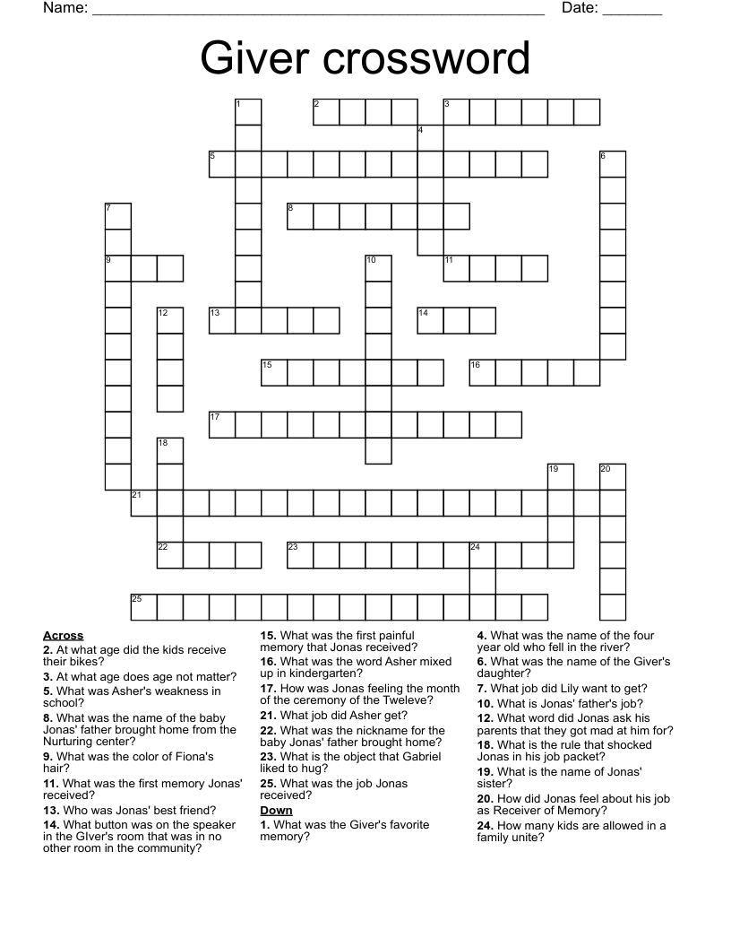 Giver crossword