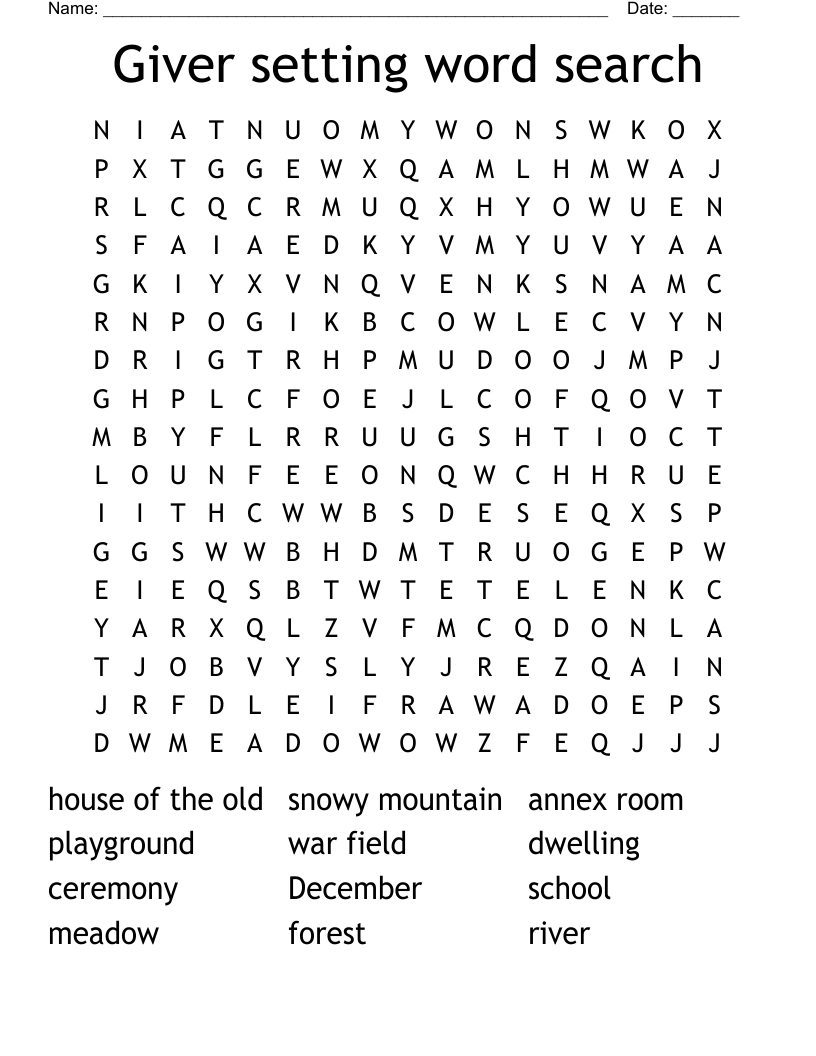 Giver setting word search 