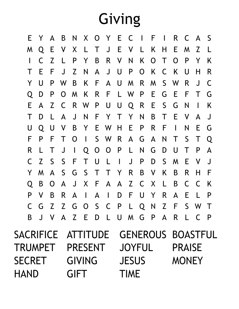 Giving Word Search