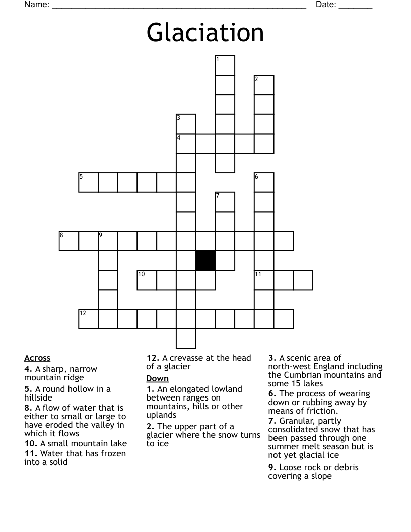 Glaciation Crossword