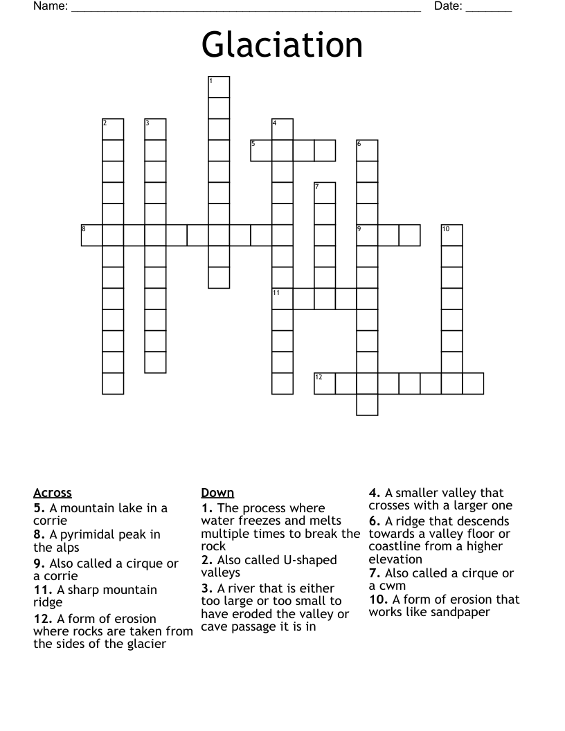 Glaciation Crossword