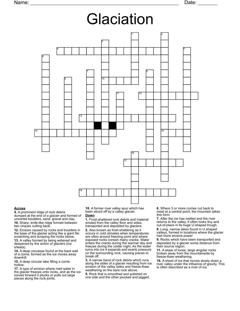 Glaciation Crossword