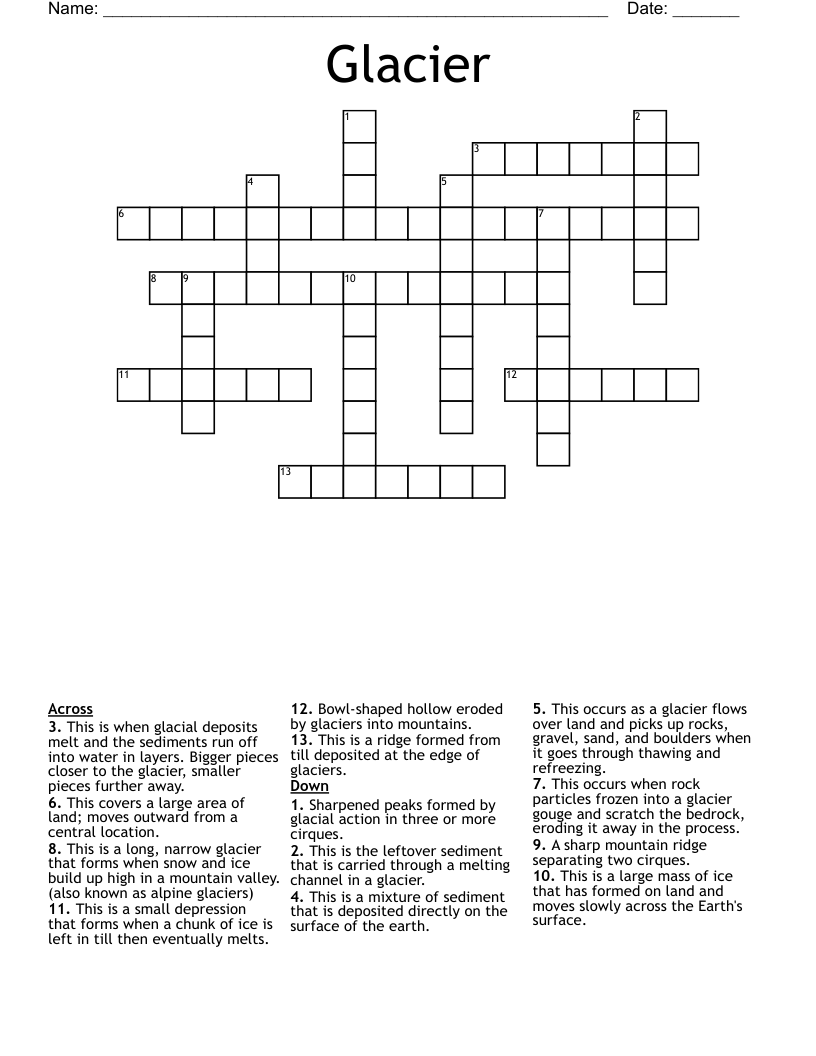 Glacier Crossword