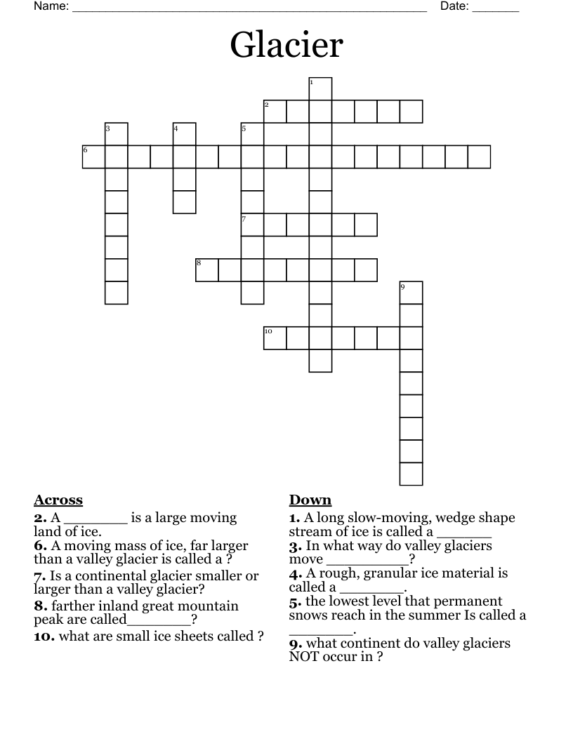 Glacier Crossword