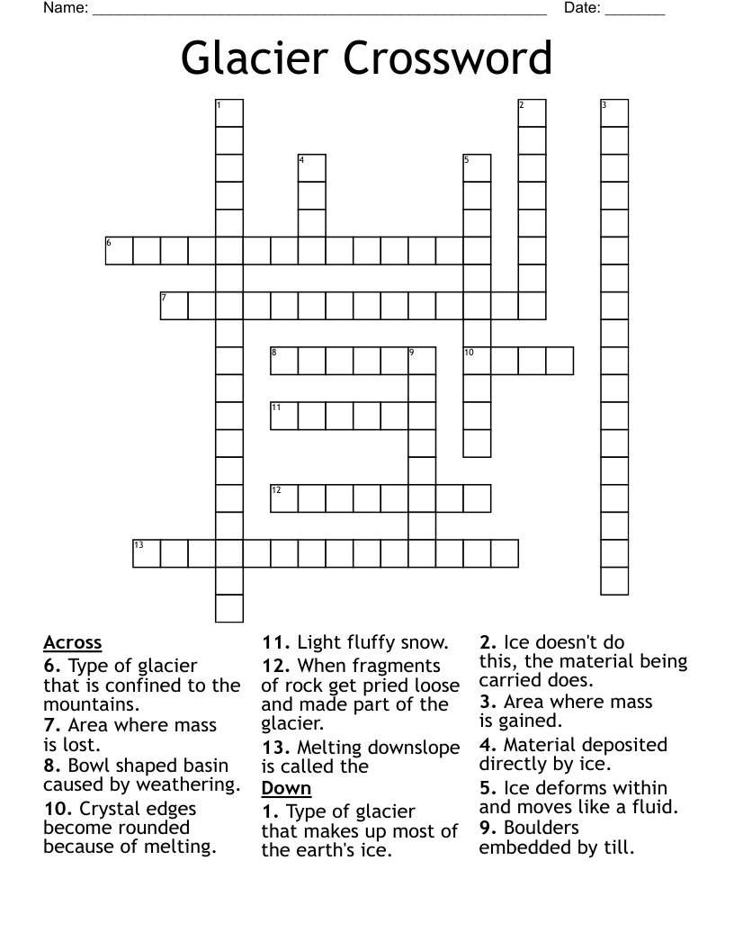 Glacier Crossword