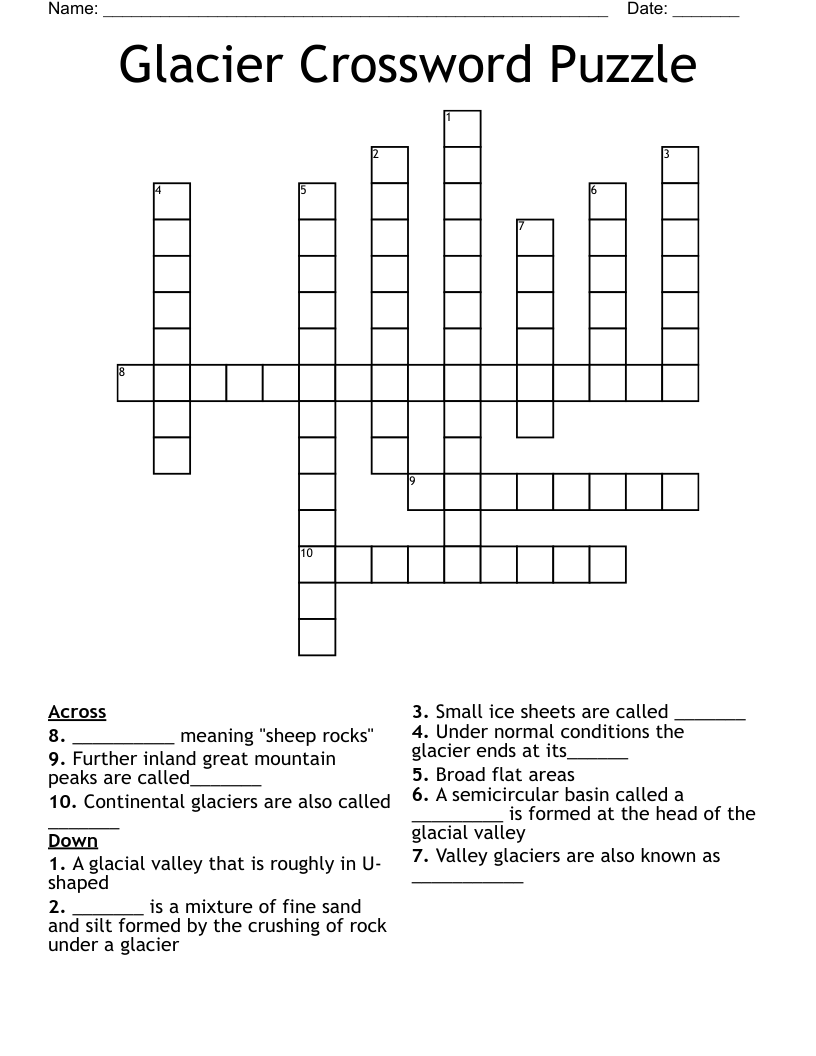 Glacier Crossword Puzzle
