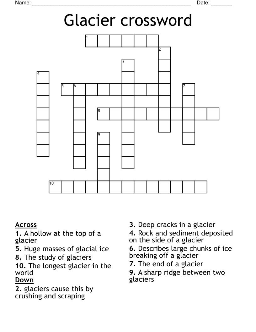 Glacier crossword