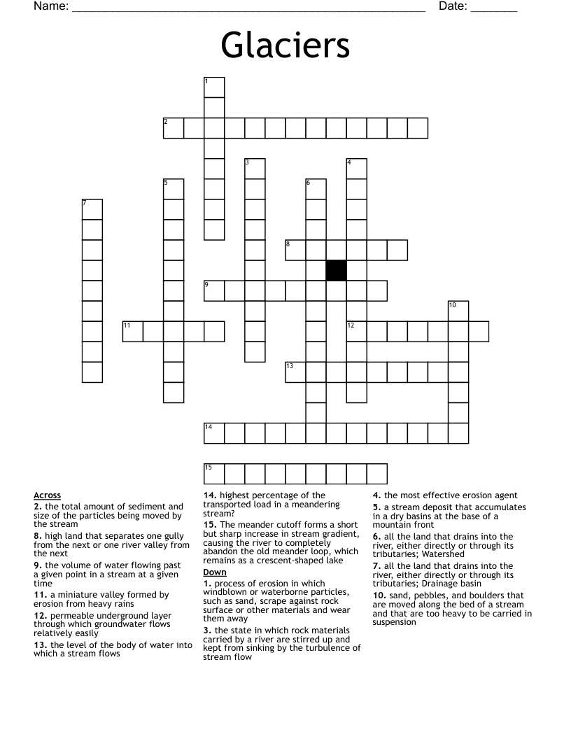 Glaciers Crossword