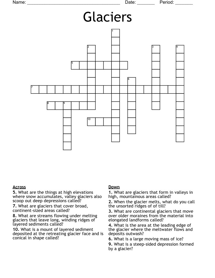 Glaciers Crossword