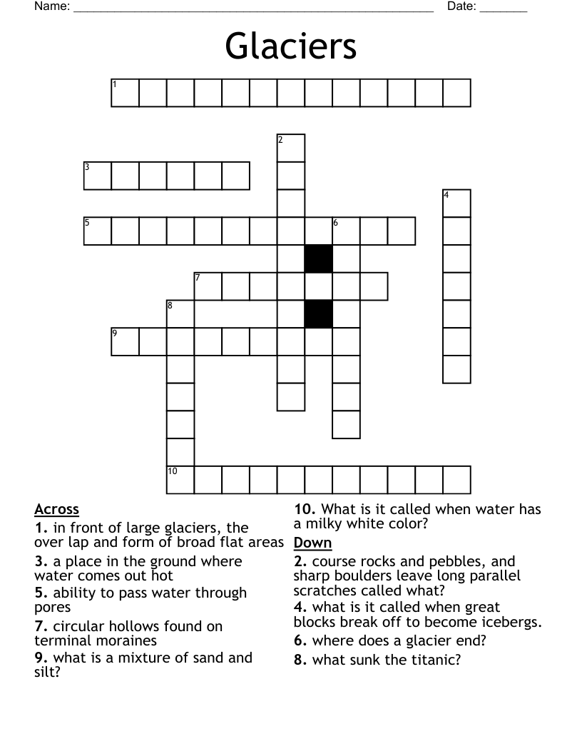 Glaciers Crossword