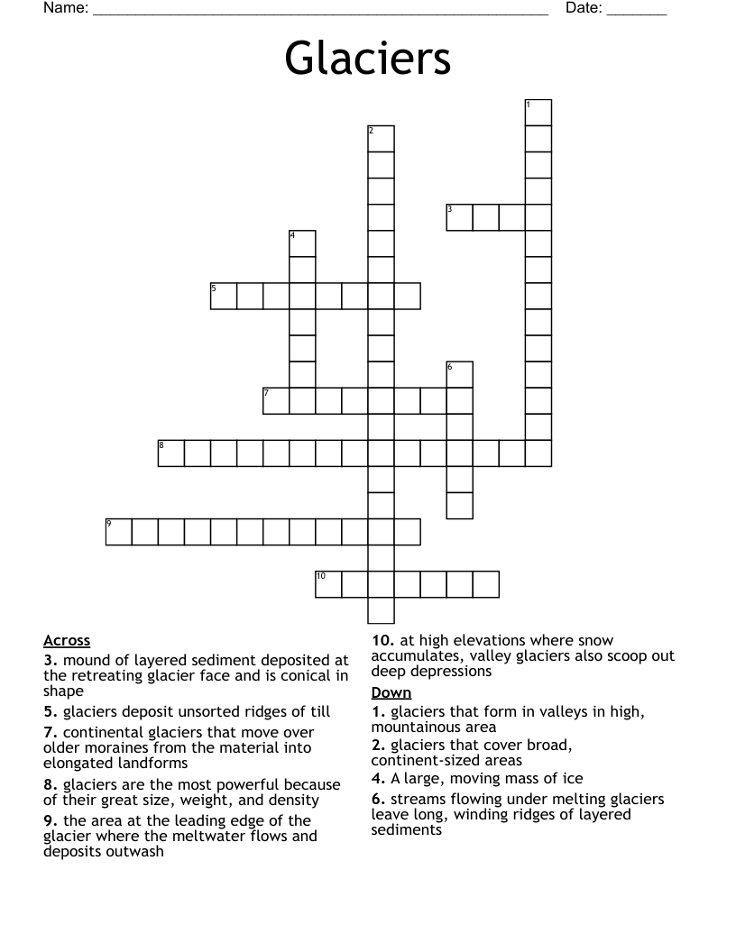 Glaciers Crossword
