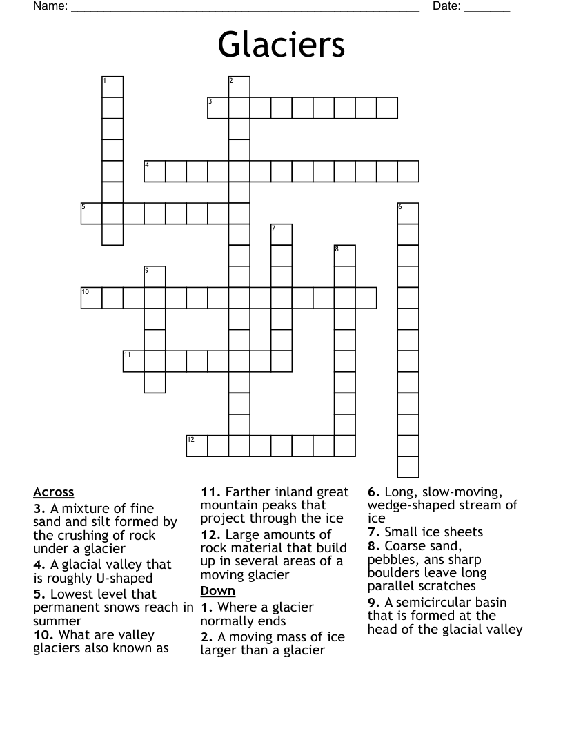 Glaciers Crossword