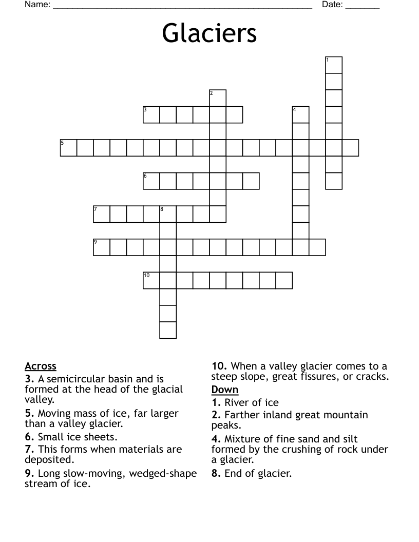 Glaciers Crossword