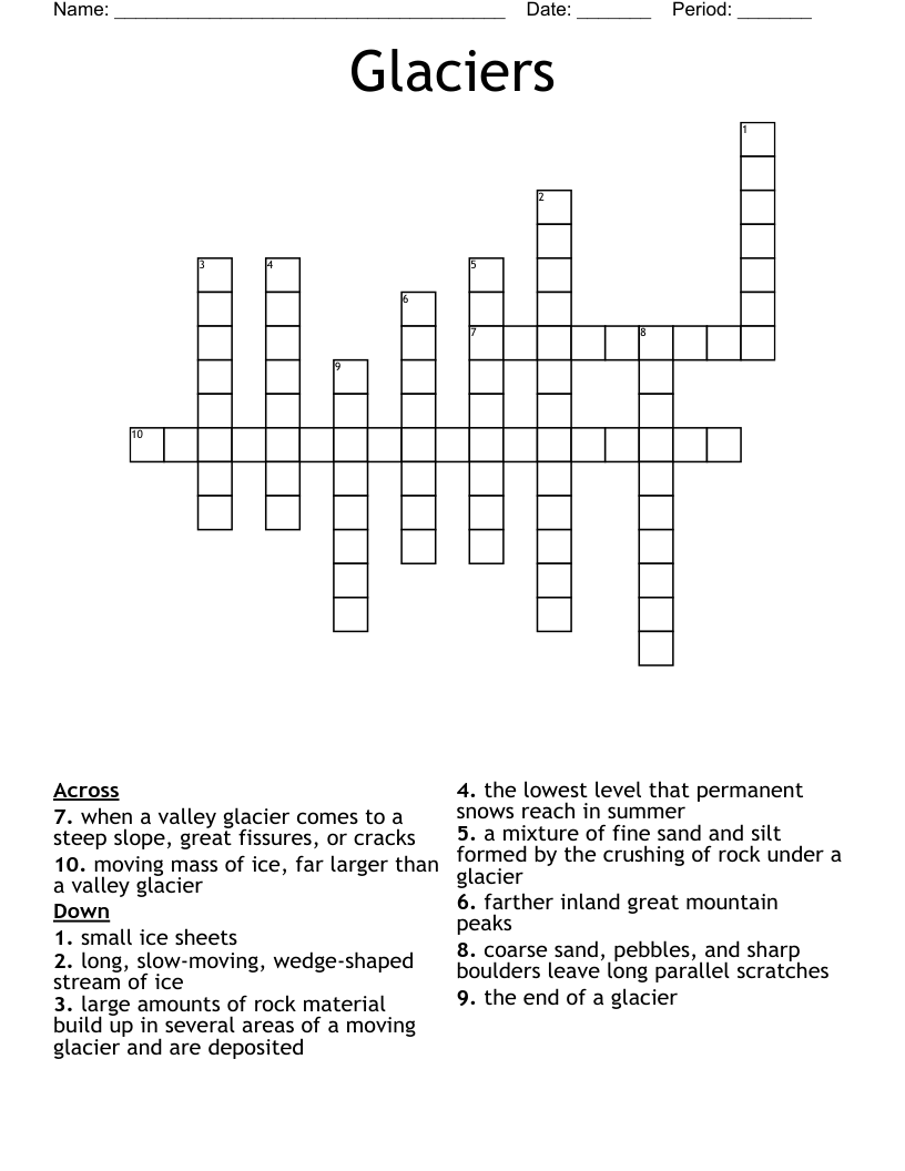 Glaciers Crossword