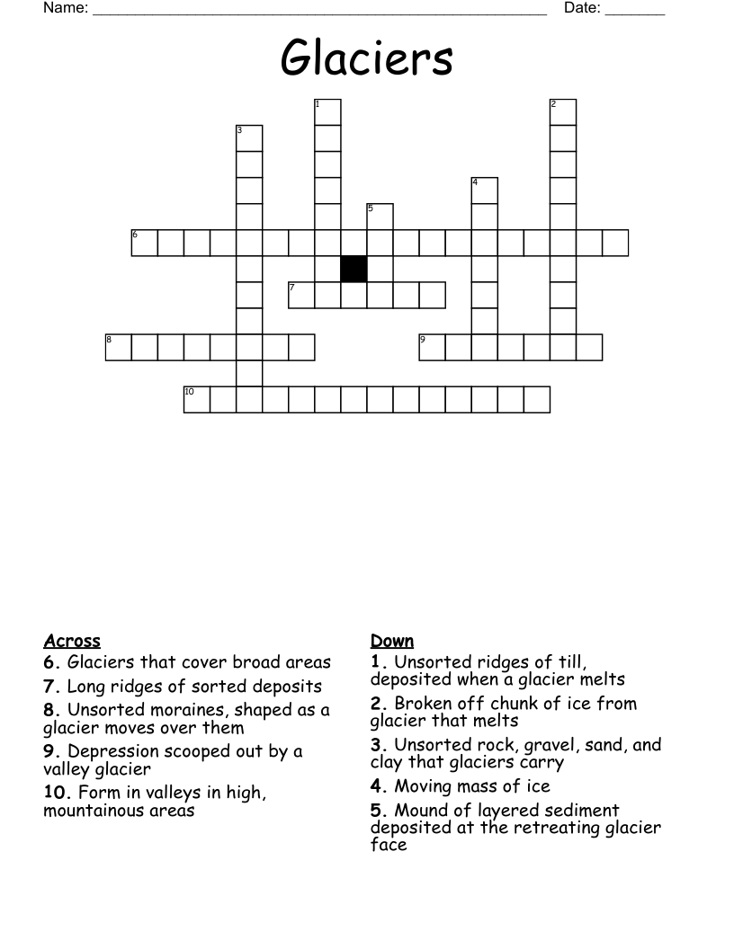 Glaciers Crossword
