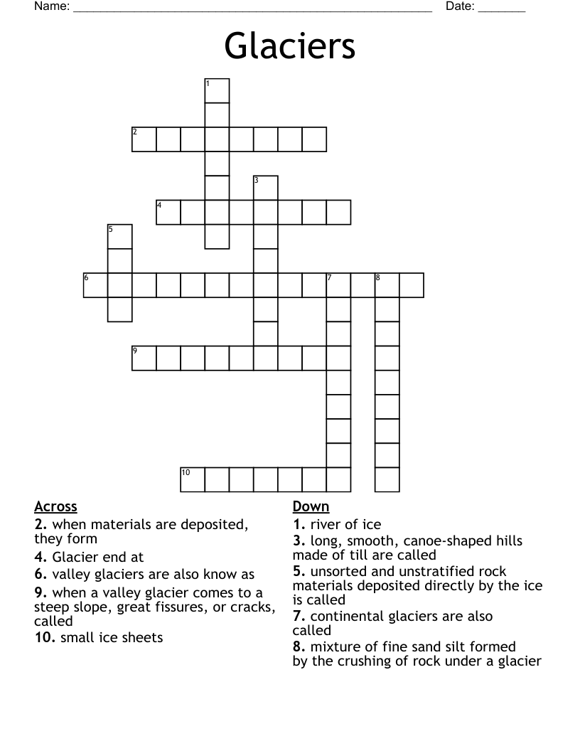 Glaciers Crossword