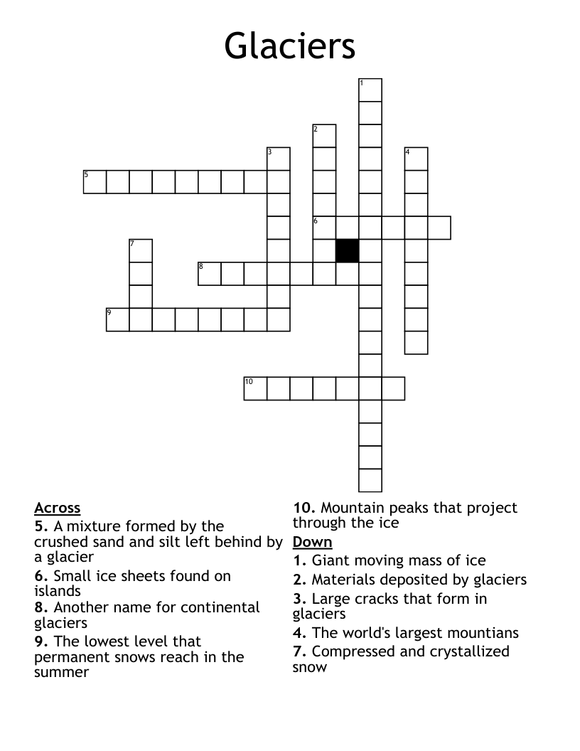 Glaciers Crossword