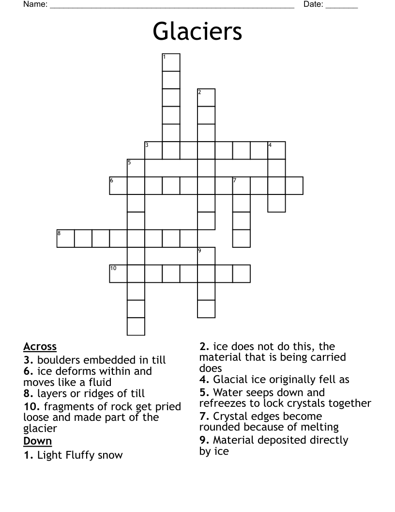 Glaciers Crossword