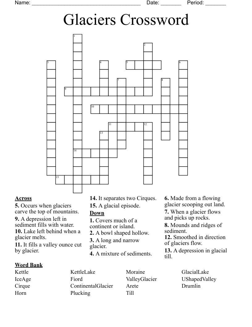 Glaciers Crossword