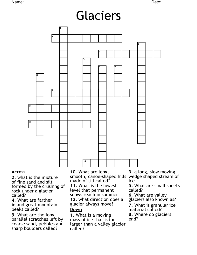 Glaciers  Crossword