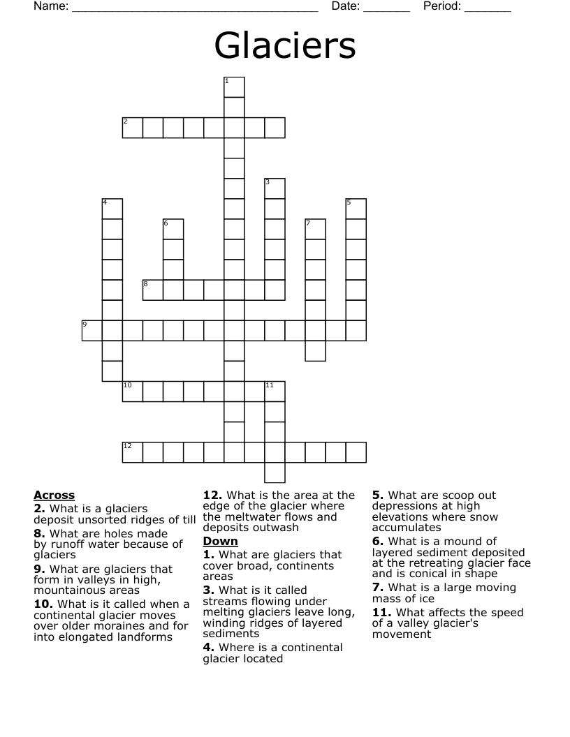 Glaciers  Crossword