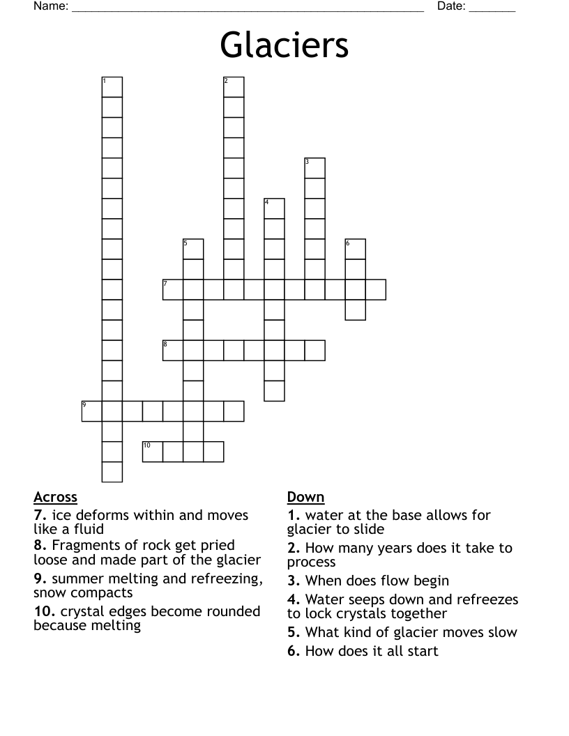 Glaciers  Crossword