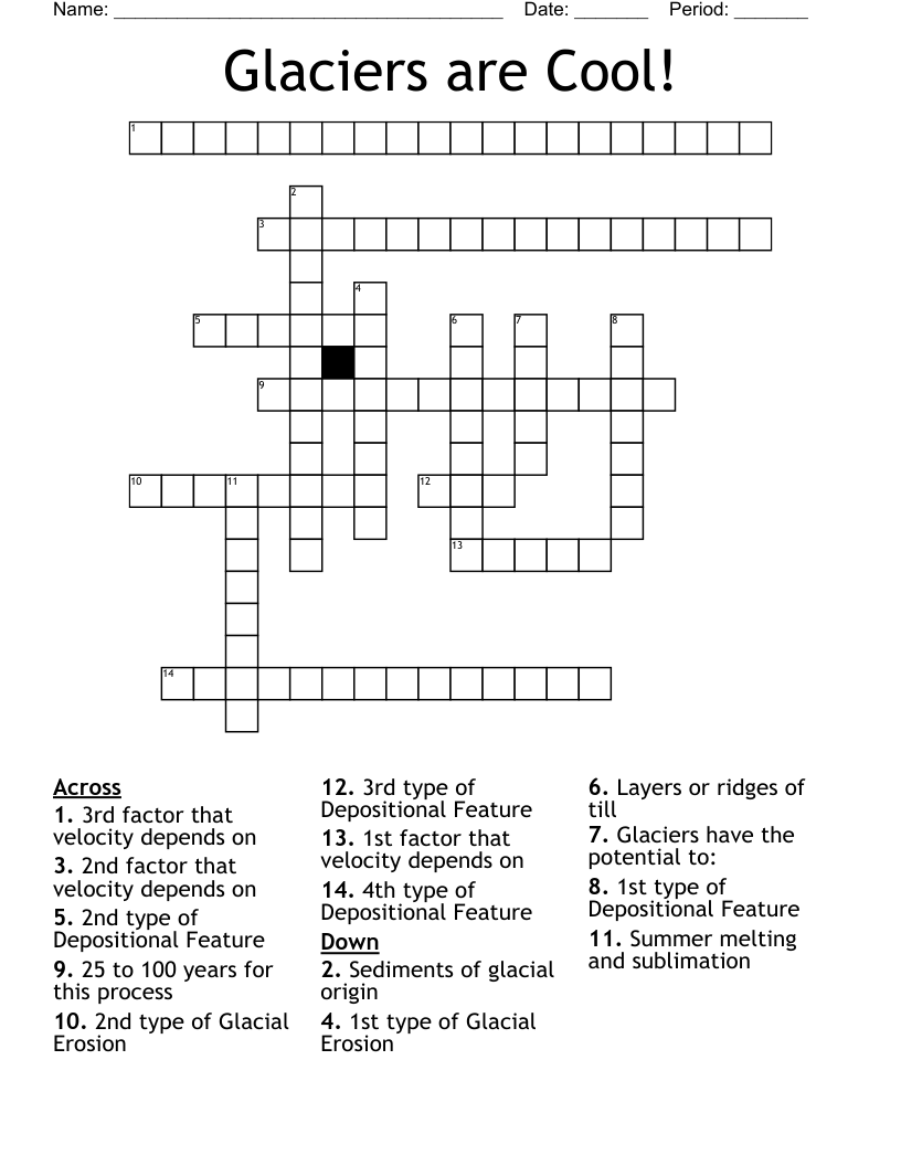 Glaciers are Cool!  Crossword