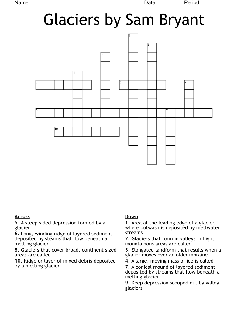 Glaciers by Sam Bryant Crossword