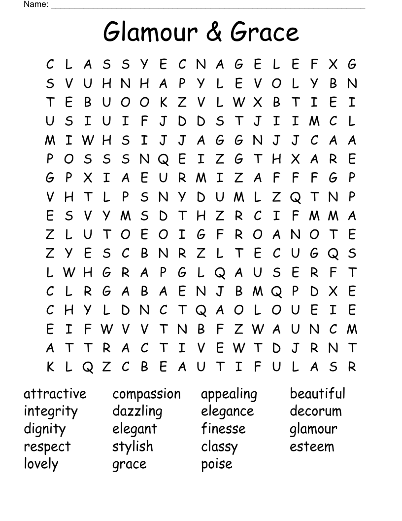 Glamour & Grace Word Search