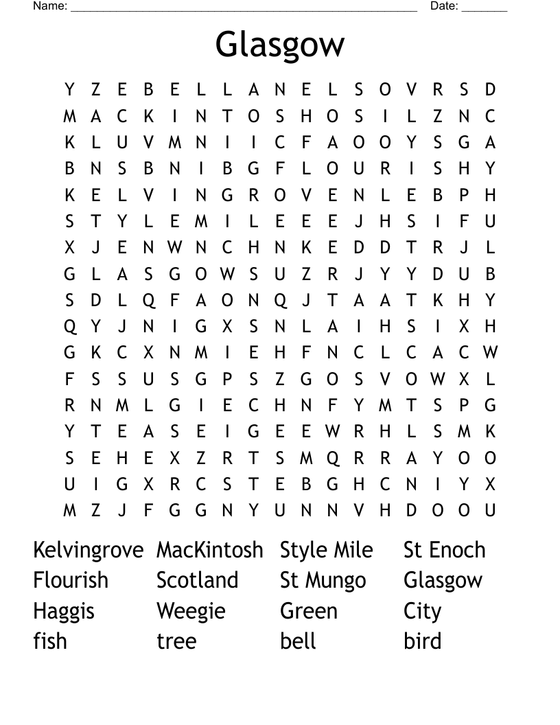 Glasgow Word Search