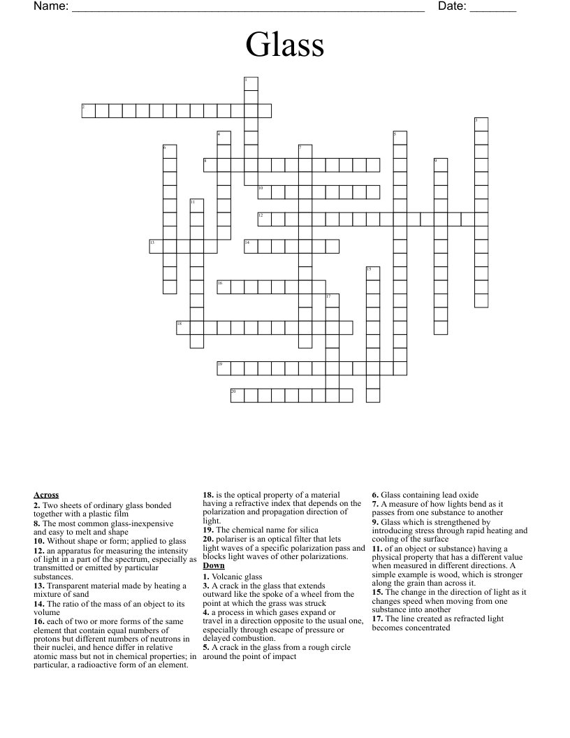 Glass Crossword