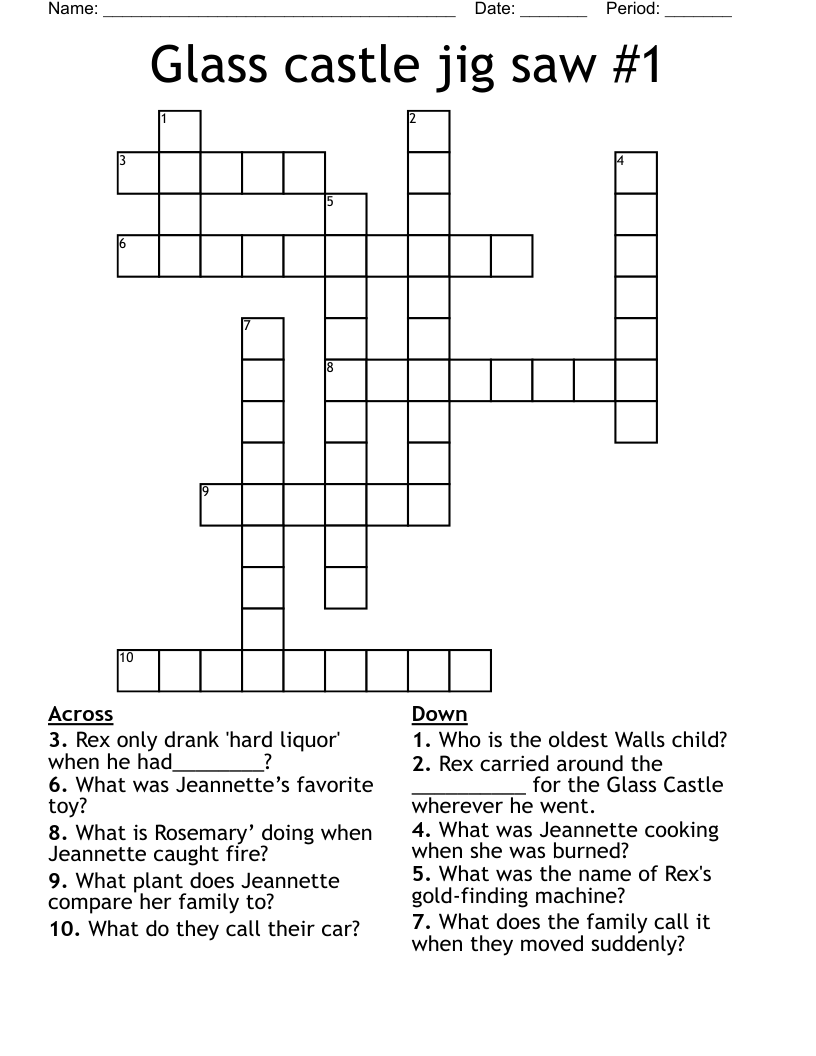 Glass castle jig saw #1 Crossword