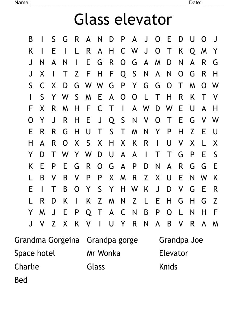 Glass elevator Word Search