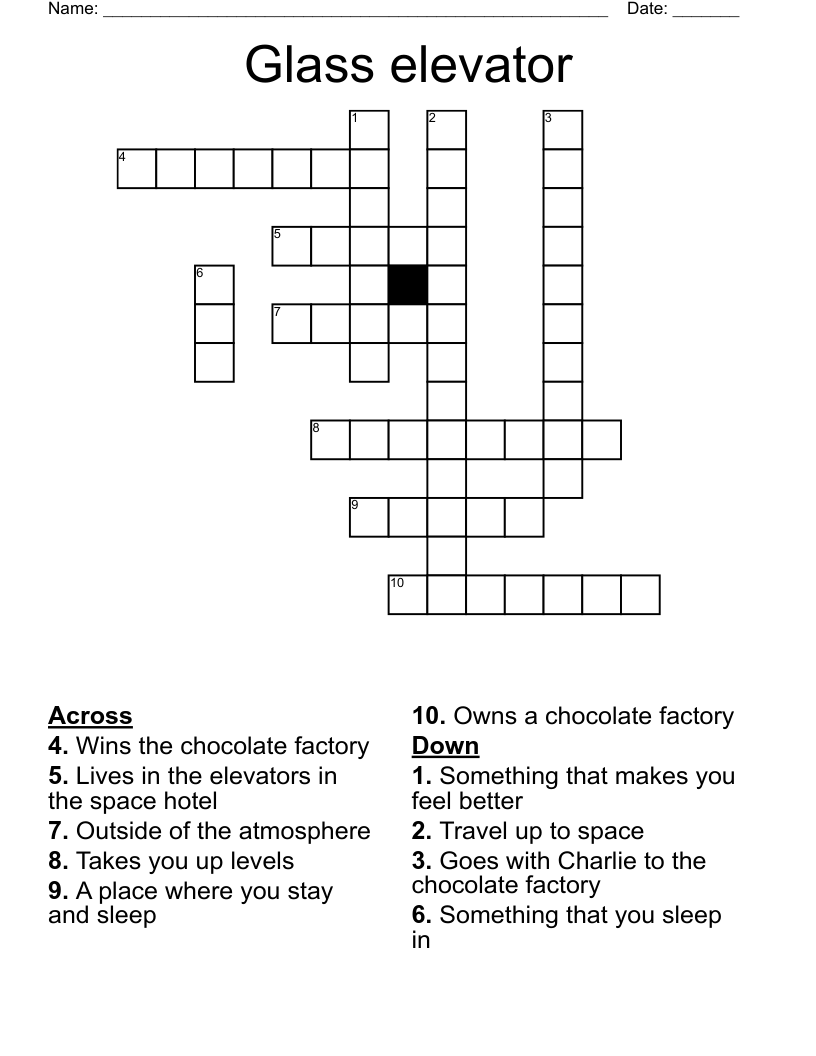 Glass elevator Crossword