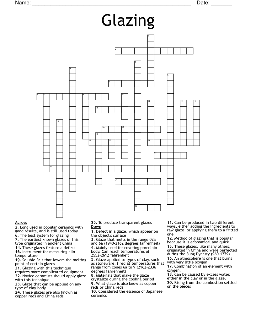 Glazing Crossword