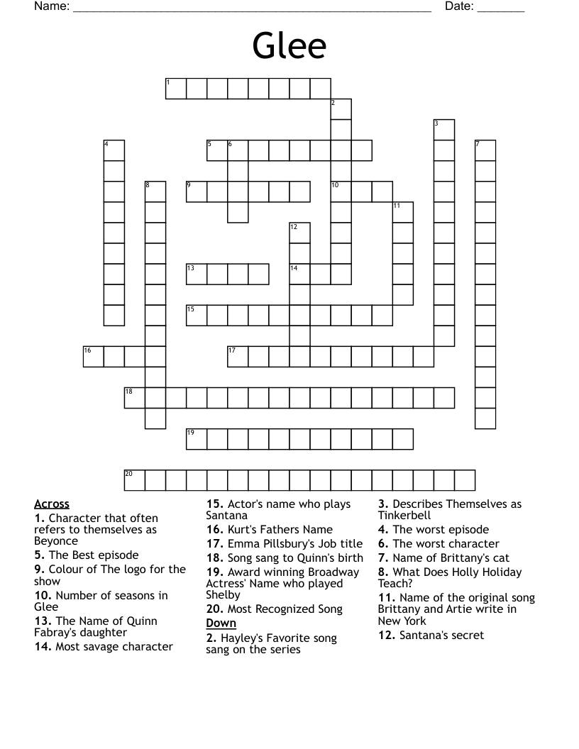 Glee Crossword