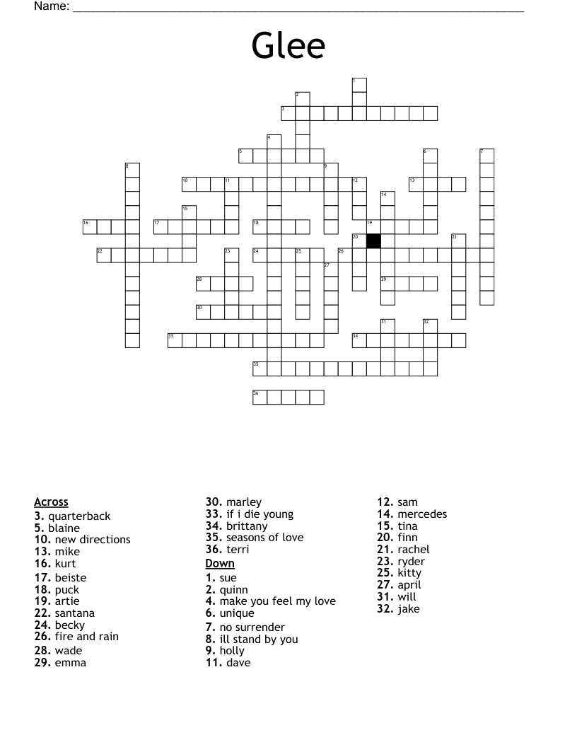 Glee Crossword