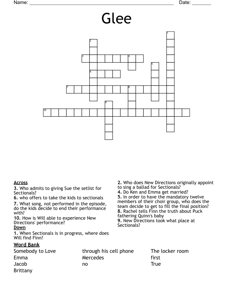 Glee  Crossword