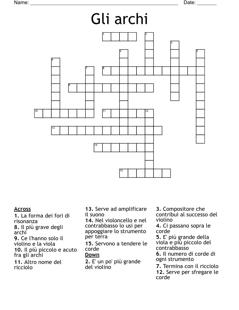 Gli archi Crossword