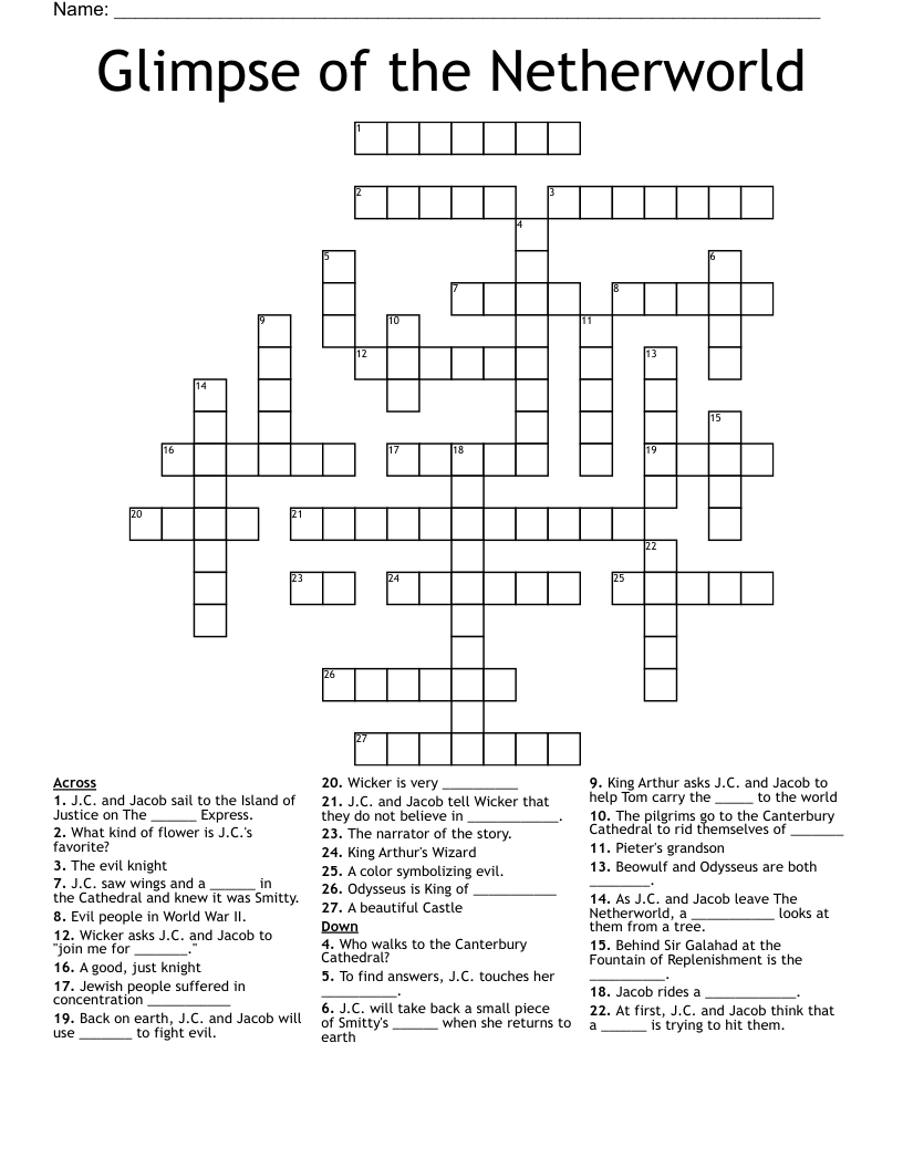 Glimpse of the Netherworld Crossword