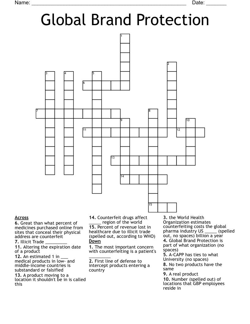 Global Brand Protection Crossword