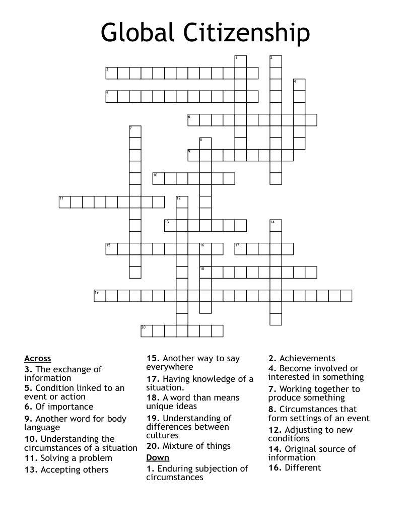 Global Citizenship Crossword