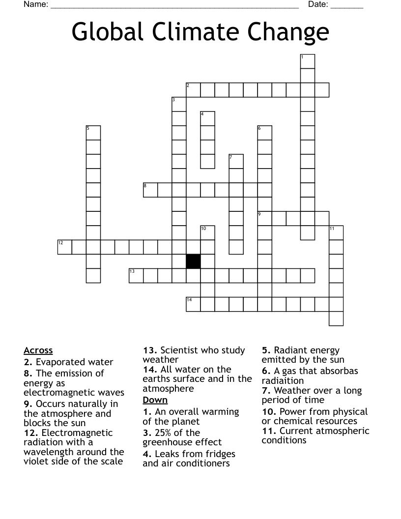 Global Climate Change Crossword