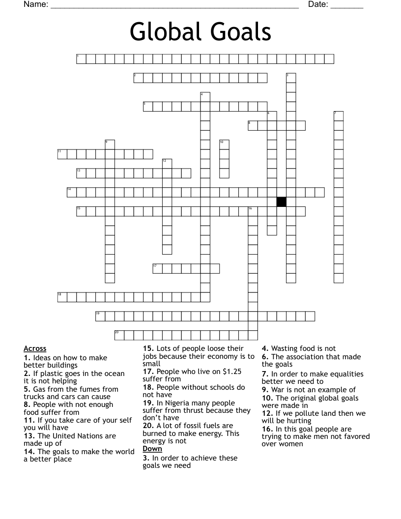 Global Goals Crossword