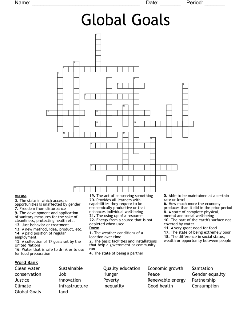 Global Goals Crossword