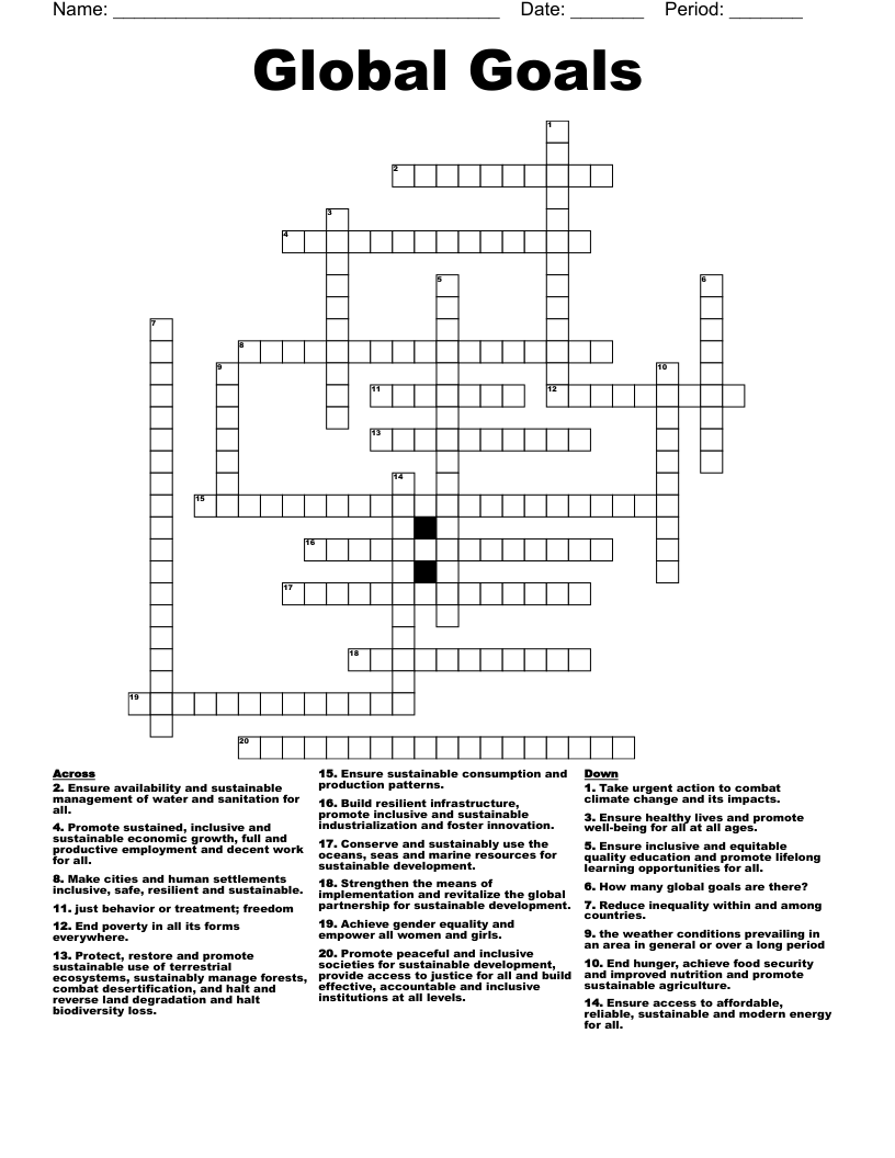 Global Goals Crossword