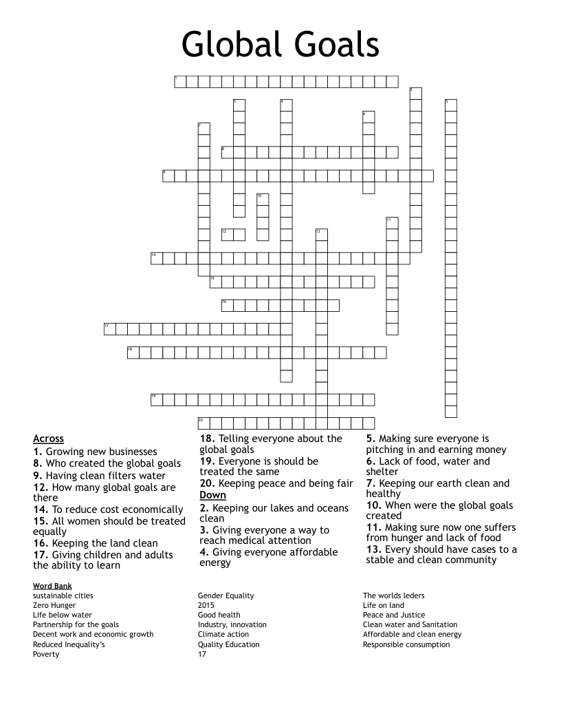 Global Goals Crossword