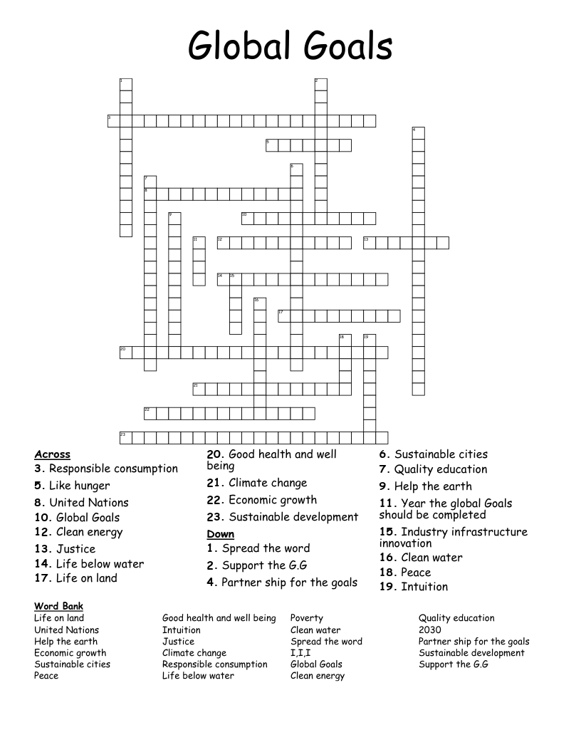 Global Goals Crossword